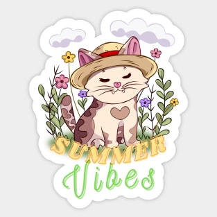 Summer Vibes Cat Sticker